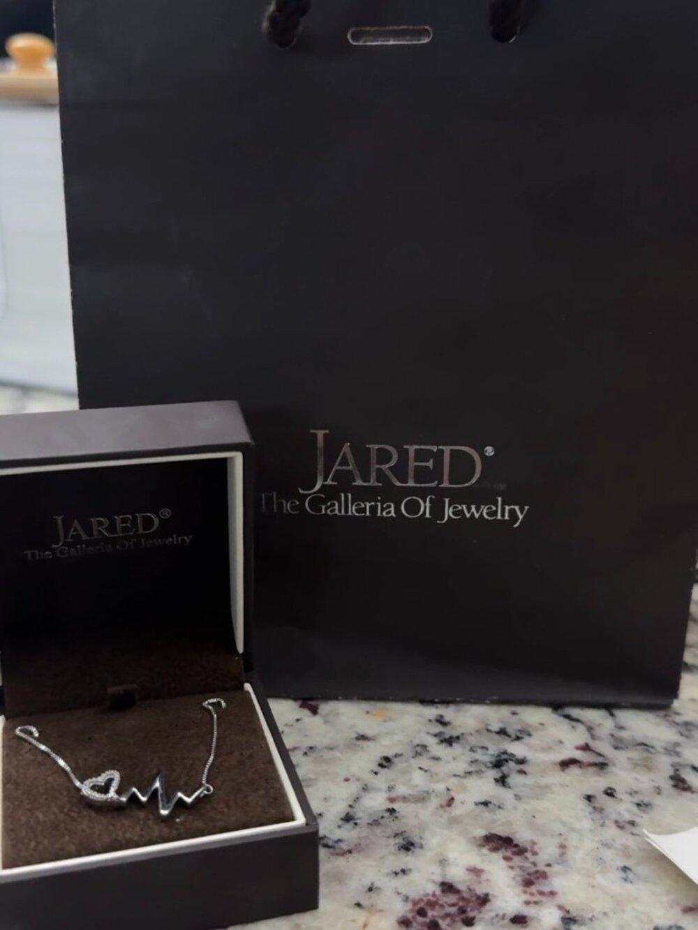 Jared Sterling Silver Diamond Heartbeat EKG Necklace with heart-shaped pendant